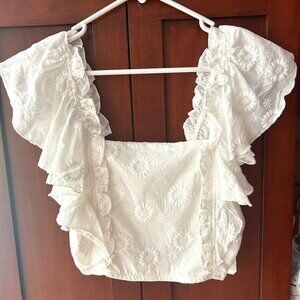 Altar'd State Women's Cropped White Tank Top - Medium